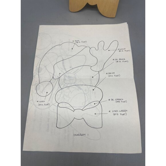 old fashioned cpw 856 Christmas plaque reindeer with hat craft wood 8x10.5" READ - Picture 6 of 7